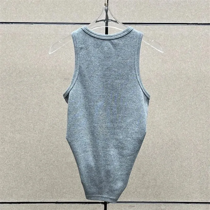 Women's vest New elastic knitted slim fit sleeveless top for summer 2026 Cotton blend round neck pullover women's corset T-shirt — image 3