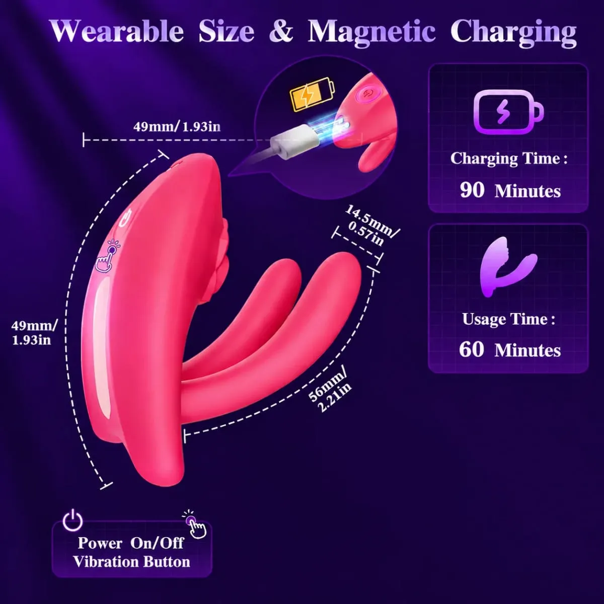 Rechargeable G-Spot and Clitoral Vibrator for Couples 3 Powerful Motors 9 Vibration Modes App Control Silicone Toy for Ultimate
