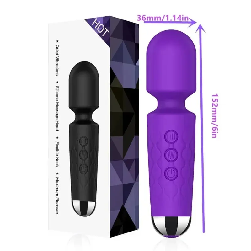 20 Speeds Magic Wand Vibrator G-Spot Clitoral Stimulator Rechargeable Waterproof Massager Sex Toy for Women