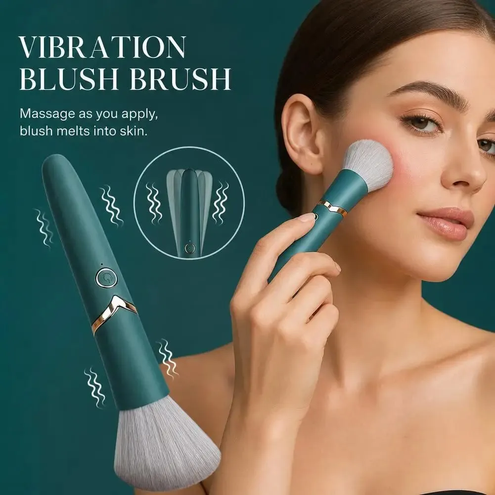 1 STK 2 i 1 elektrisk foundation børste Vibration Makeup Børste Multifunktion Blød Fluffy Bærbar Genopladelig Detail Makeup Værktøj