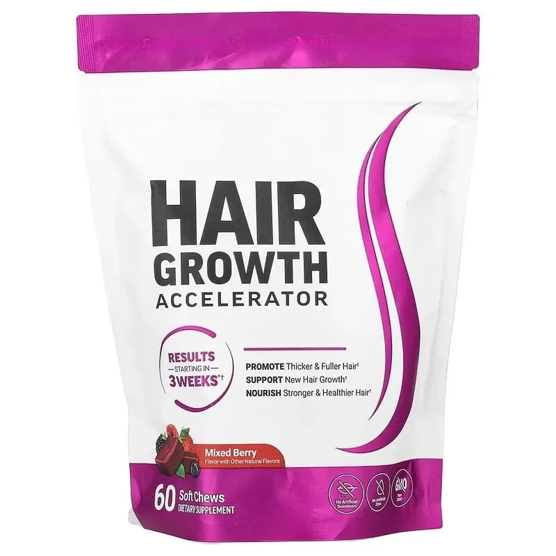 Hair Vitamins Gummies Berry Flavor 60 Count Nutrition Supplement with Biotin & Vitamins C E — Promote Wellness Hair Growth