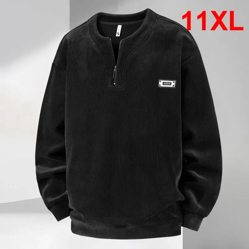 Extra Big Size Men's Sweatshirt Half Zip Pullover Corduroy Fleece Plus Large 6xl 7xl 8xl 9xl 10xl Autumn Winter Warm Casual Top — image 16