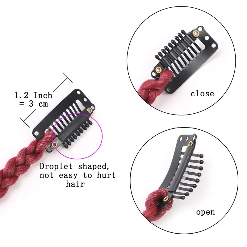 Synthetic 5 Pcs/Lot Clip-in Extension Para sa Babae Ponytail Rainbow Braid Hair Extension 22'' Ombre Hairpiece Box Braid na May Clip — image 8