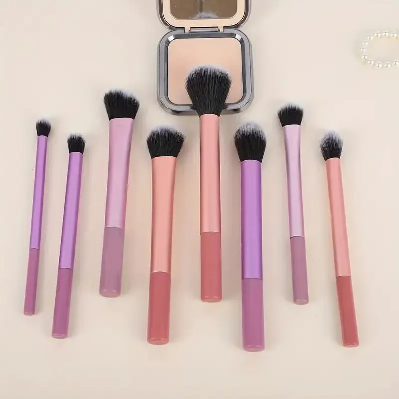 8pcs Pro Easy to Clean Makeup Brush Set - Soft Premium Synthetic Hair Cruelty-Free Foundation Blush Eyeshadow — image 4