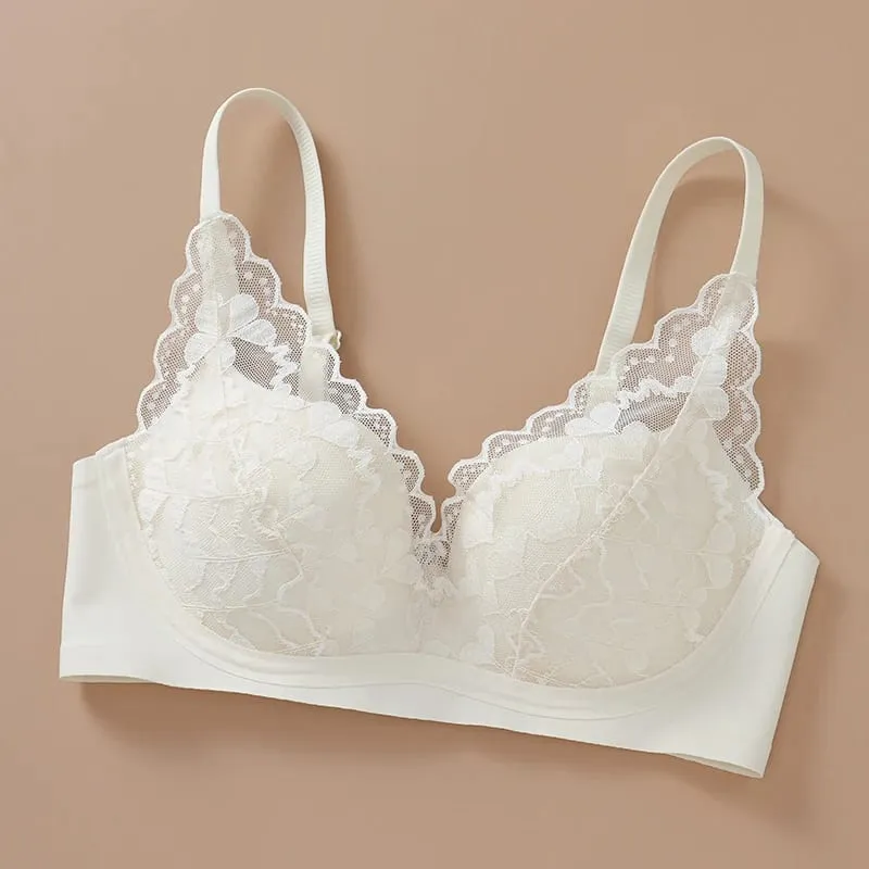 Japanese Sexy Spitze Büstenhalter ohne Bügel Push Up für kleine Brust Seitlich glättend Anti-Sagging Neu Bestseller MOYISU B