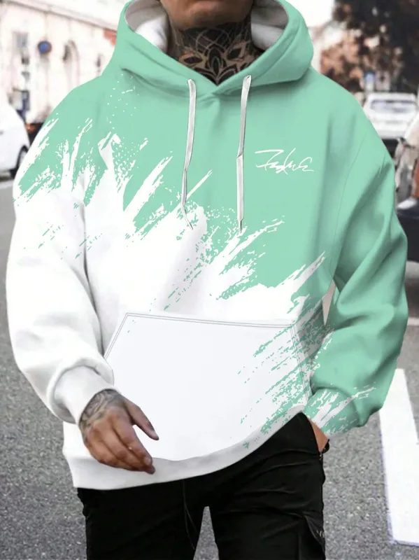 Fashion Gradient Print Men's Hoodies Nakakatawang 3D Letter Pattern Oversized Sweatshirts Autumn and Winter Casual Pullover Men Clothes