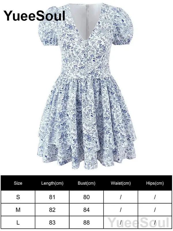 Blue Printed Mini Dress 2026 Summer New Elegant Party Birthday Evening Dresses Y2K Sweet Cute High Street Casual Women Dress — image 24