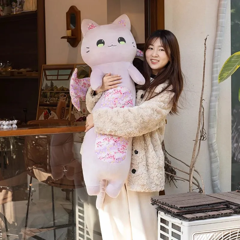 60 ซม.แมวน่ารักหมอน Cherry Blossom แมวปีกค้างคาวของเล่นตุ๊กตา Kawaii หมอนนอนนุ่มเบาะสาวของขวัญวันเกิด — image 9