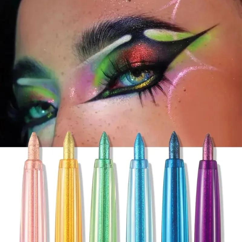 Shiny Chameleon Yellow Eyeliner Gel Pen Metallic Eyeshadow Multicolor Eye Liner Pearlescent Polarized Inner Eyes Pigment Makeup
