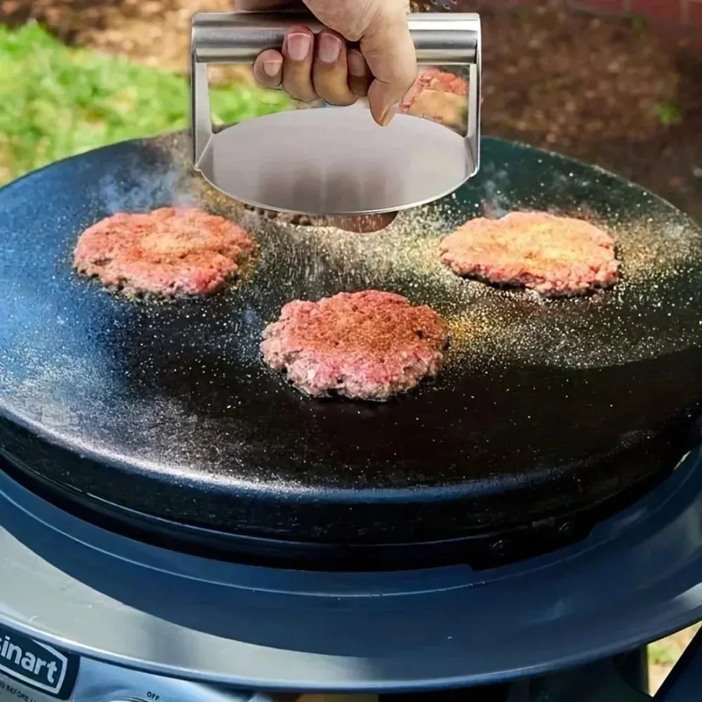 New Stainless Steel Smash Burger Press | Heavy Duty Patty Maker & Smasher Mold for BBQ Grilling Kitchen (Non-Stick)