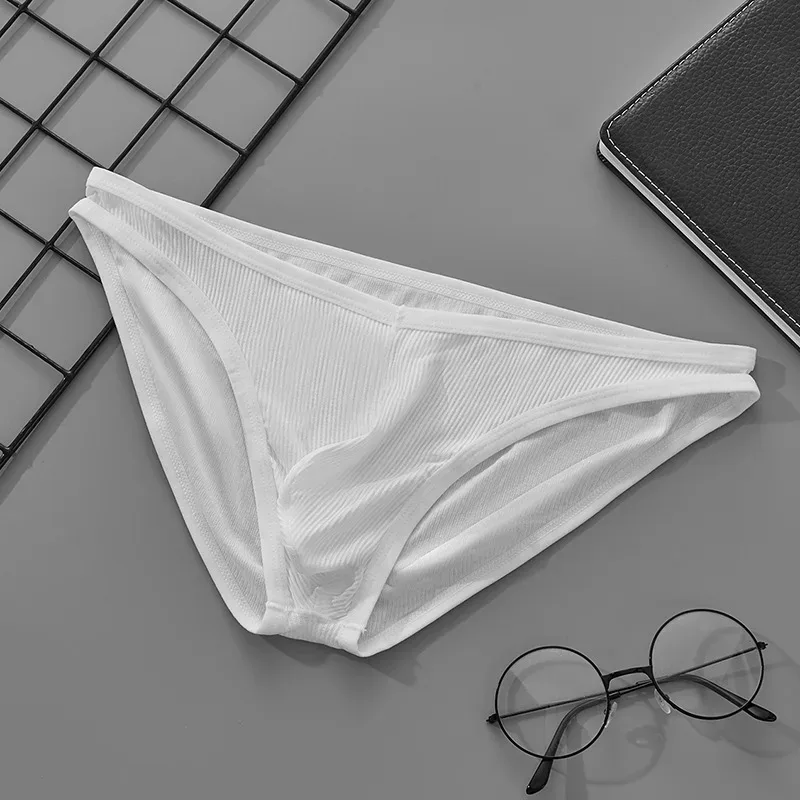 Men's Single Layer Briefs Ultra Thin U Convex Pouch Underwear Breathable Moisture Wicking Sexy Summer Panties