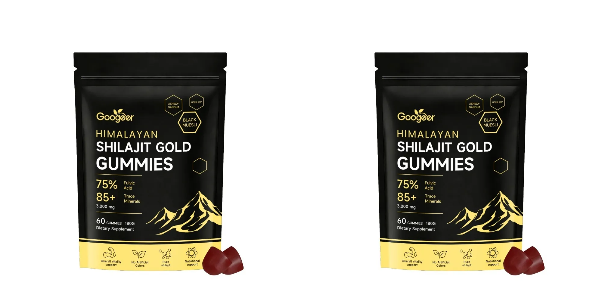 Himalayan Shilajit Gold 60 Gummies Minerals Formula Supports Energy Boost & Body Vitality Natural Nutritional Dietary Supplement