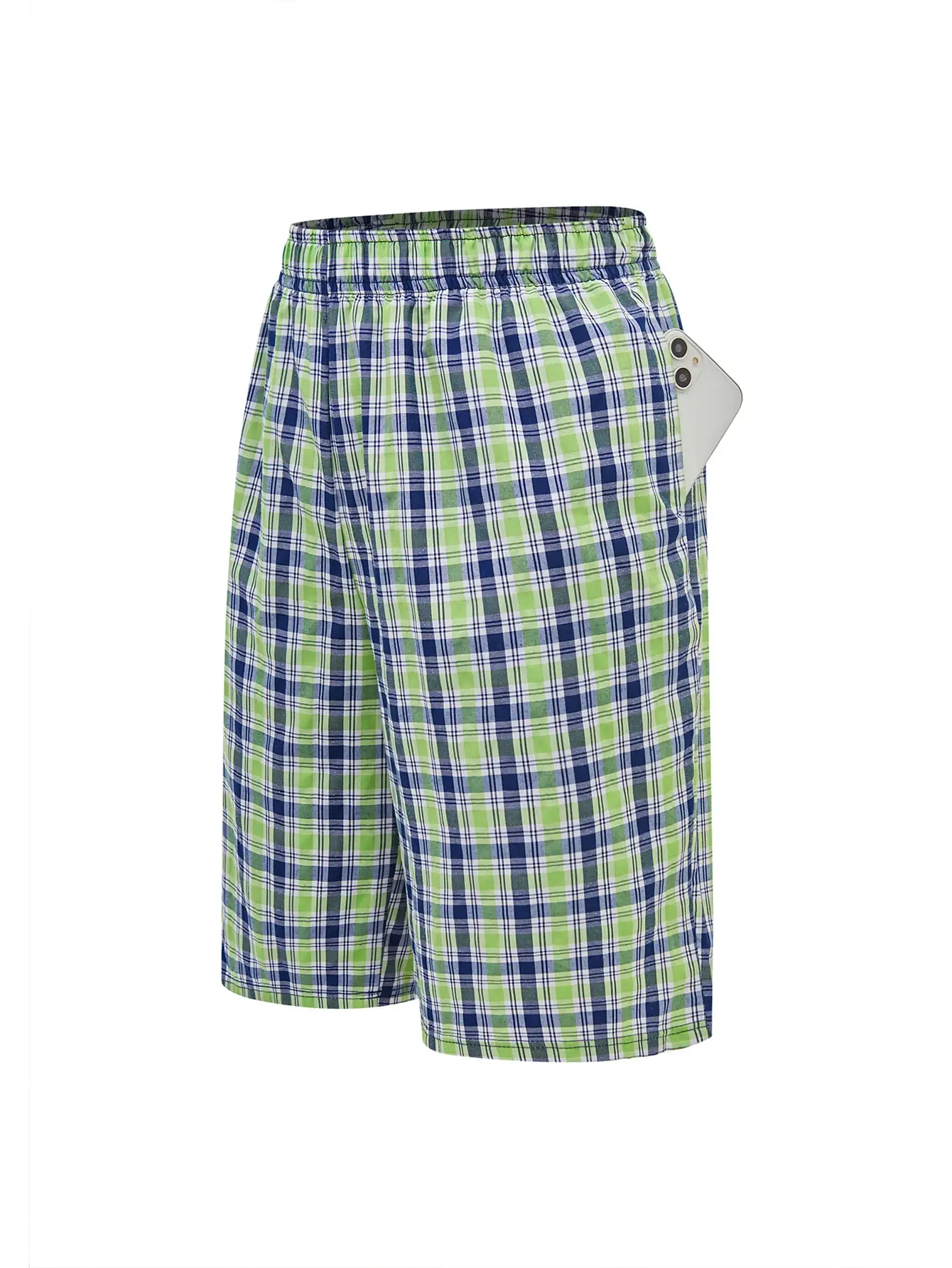 Pantaloni ad angolo piatto da spiaggia lunga da uomo Cintura elastica a quadretti casual Comodo pantalone da boxe per giovani casual per la casa da uomo