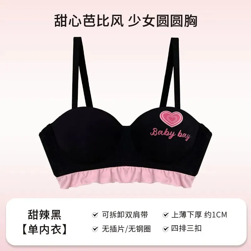 Blue Heart Seamless Wireless Bra Round Half Cup Lingerie for Small Chest Push Up No Underwire Sexy Intimates S-XL