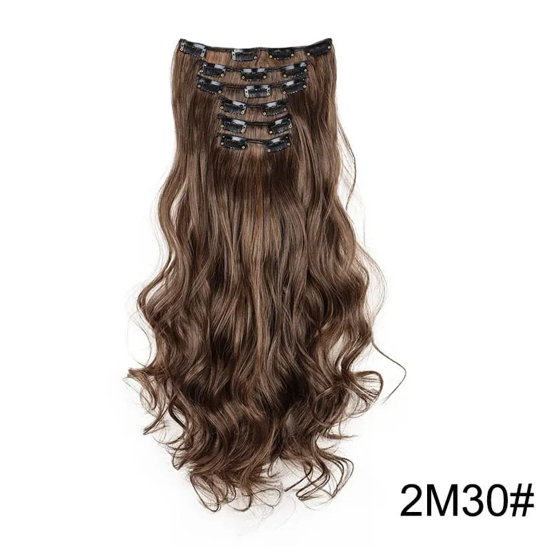 22Inch Synthetic 6pcs/set Long Curly Hair Extension Thick Soft Hairpiece for Short Hairline Coverage for Women Daily Use
