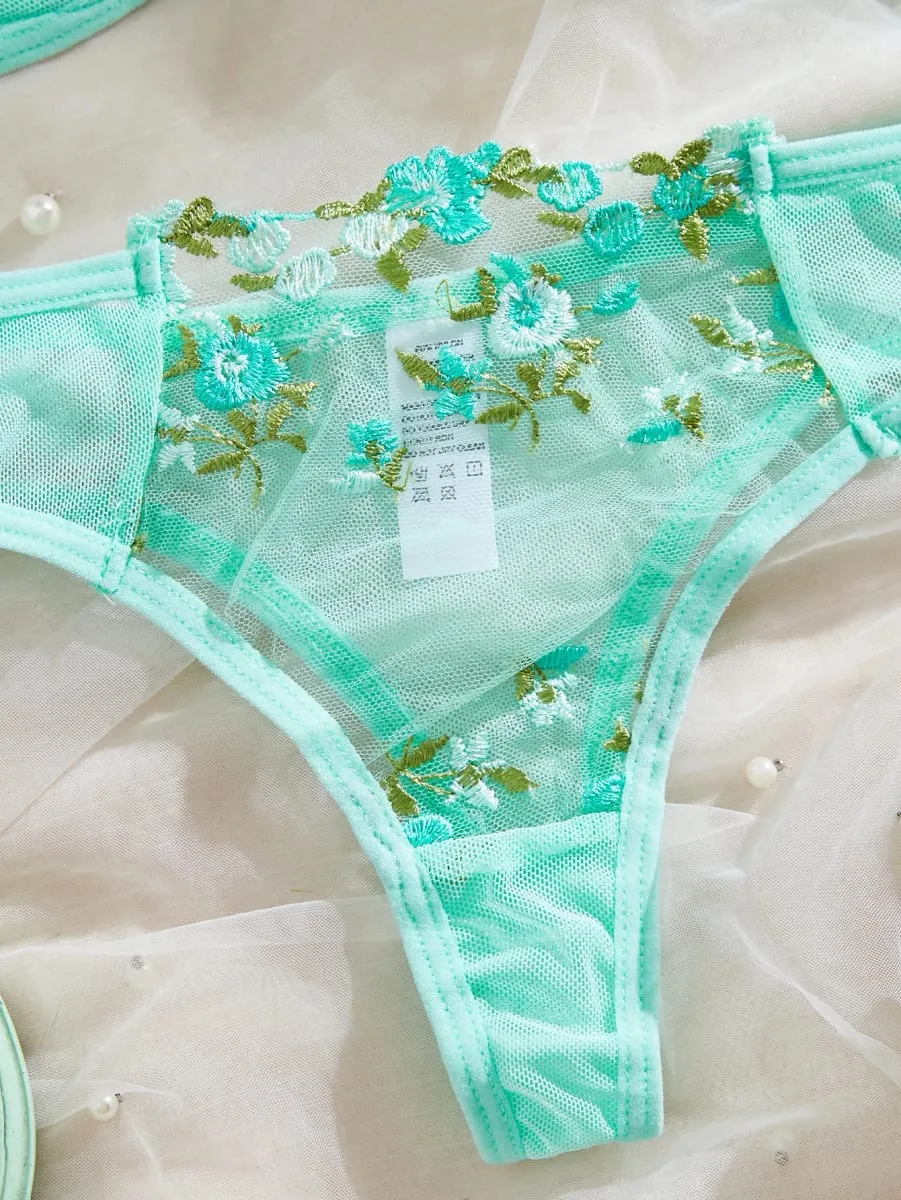 New Multiple Colors Available Embroidory Floral Babydoll Dresses Sexy Lingerie No-pad Bra And Brief Elegant Sleepwear Push Up