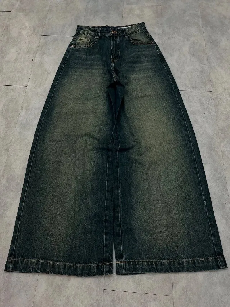 Y2K American New Pattern Embroidery Baggy Jeans Men High Street Vintage Hip Hop Fashion Casual Joker Couple Wide-leg Pants — image 3