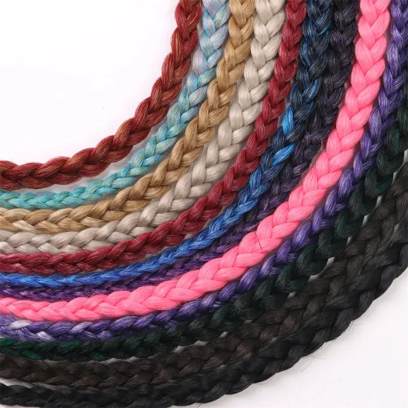 Synthetic 5 Pcs/Lot Clip-in Extension Para sa Babae Ponytail Rainbow Braid Hair Extension 22'' Ombre Hairpiece Box Braid na May Clip — image 3