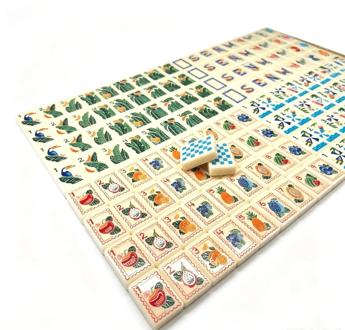 Tropical Beach Fruit Theme American Mahjong Tiles Double-sided UA Printing Acrylic Mah Jong Set Leisure Board Game Christmas