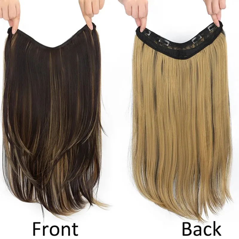 22Inch Synthetic Long Straight Multi Layer Hair Extension BB Clip Style Fiber Hairpiece for Women Daily Wear Confident Elegant