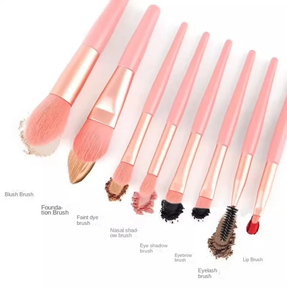 8pcs/set portable Soft Bristle Make Up Brushes Premium Synthetic With Bag Eyeshadow Brush Eye Facial Beauty Foundation tool