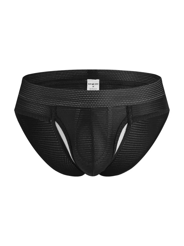 1PC Mesh Breathable Men's Underwear with Fly Pouch Front Open Bulge Separated Pouch Youth Korean Version Youth Briefs — image 2