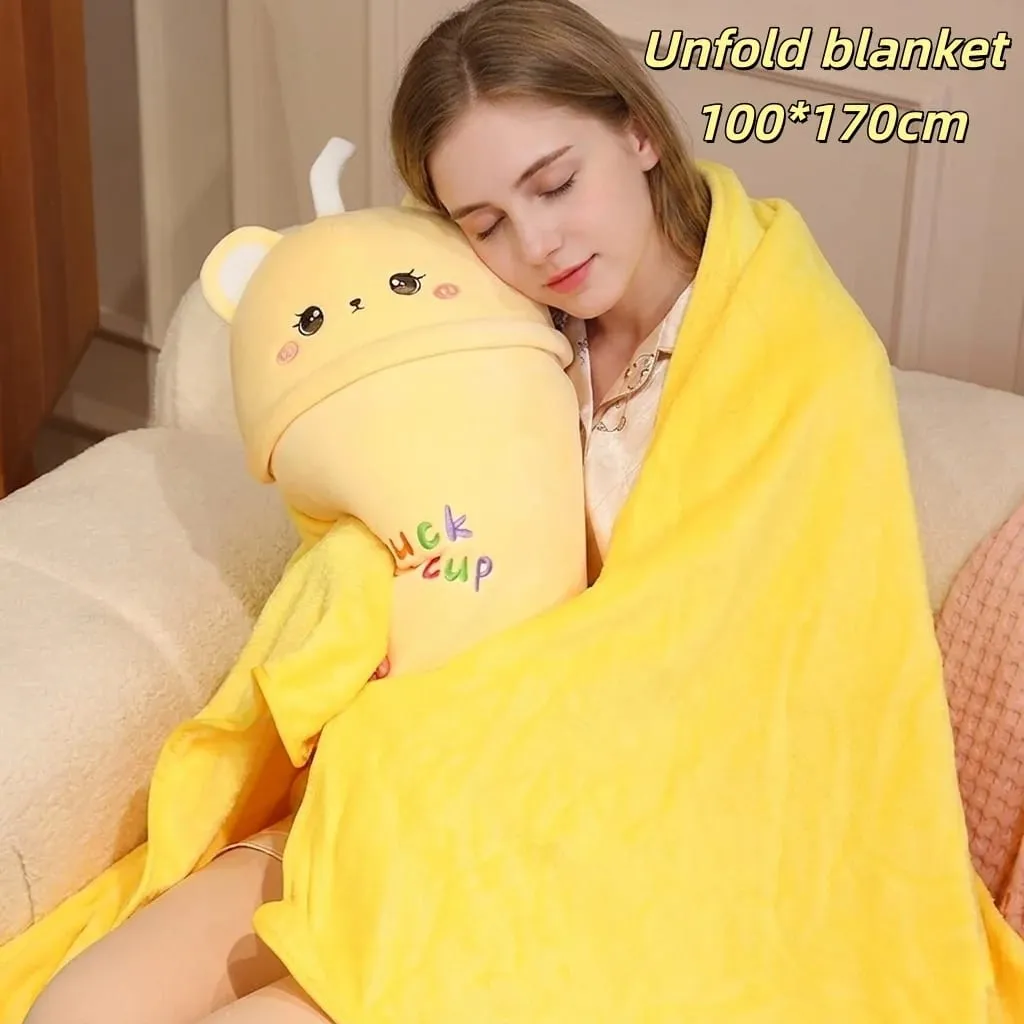 Milk Tea Cup Plush Pillow Animal Stuffed Soft Sofa Cushion Squishy Blanket Adorably Home Decor Toys Birthday Surprise Gifts