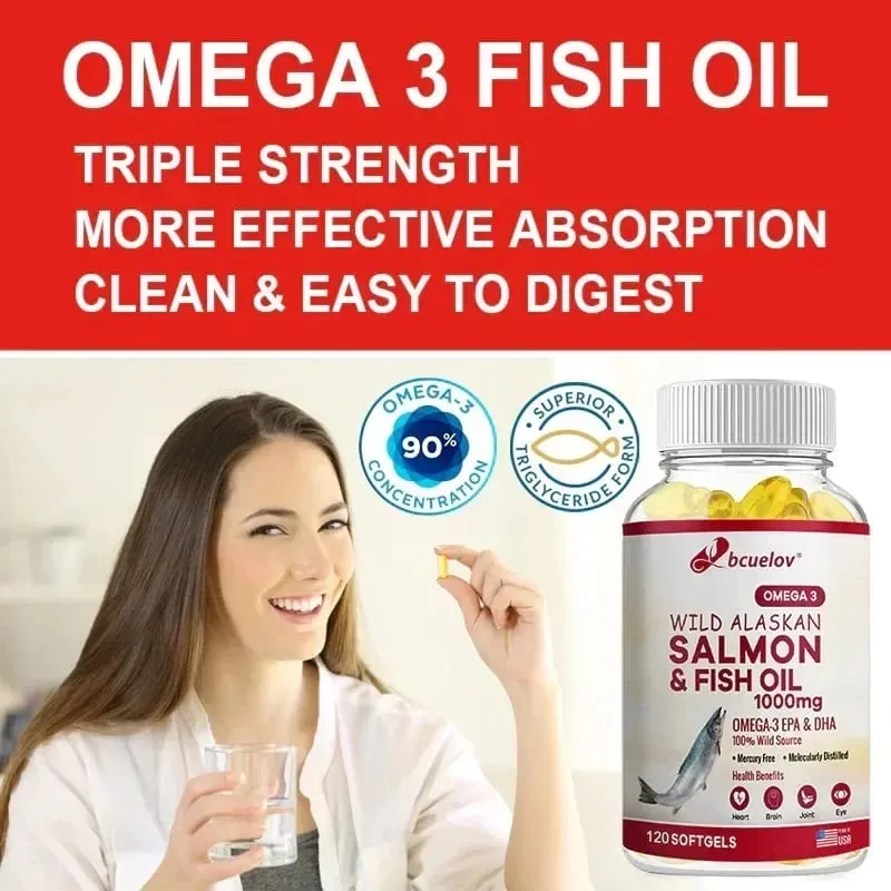 Vild Alaska lakseolie - ren fisk Omega 3 EPA DHA fedtsyrer - Understøtter ledfunktion Hjerne øje immun og hjertesundhed