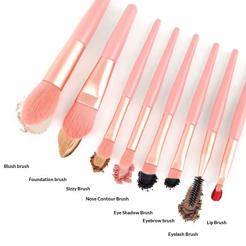 Mini Makeup Brushes Set Soft Synthetic Bristle Portable Cosmetic Brush Kit with Storage Pouch for Blush Eyeshadow Face Makeup