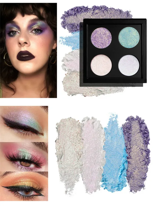 4 színű vegán kaméleon szemhéjfesték paletta saját márkás smink nagykereskedés egyedi logó Color Shift szemhéjfesték