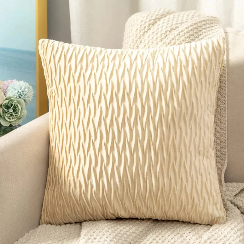 Striped Geometric Velvet Cushion Cover 45x45cm Decorative Throw Pillow Case for Sofa Bedroom Home New Year Decor — image 2
