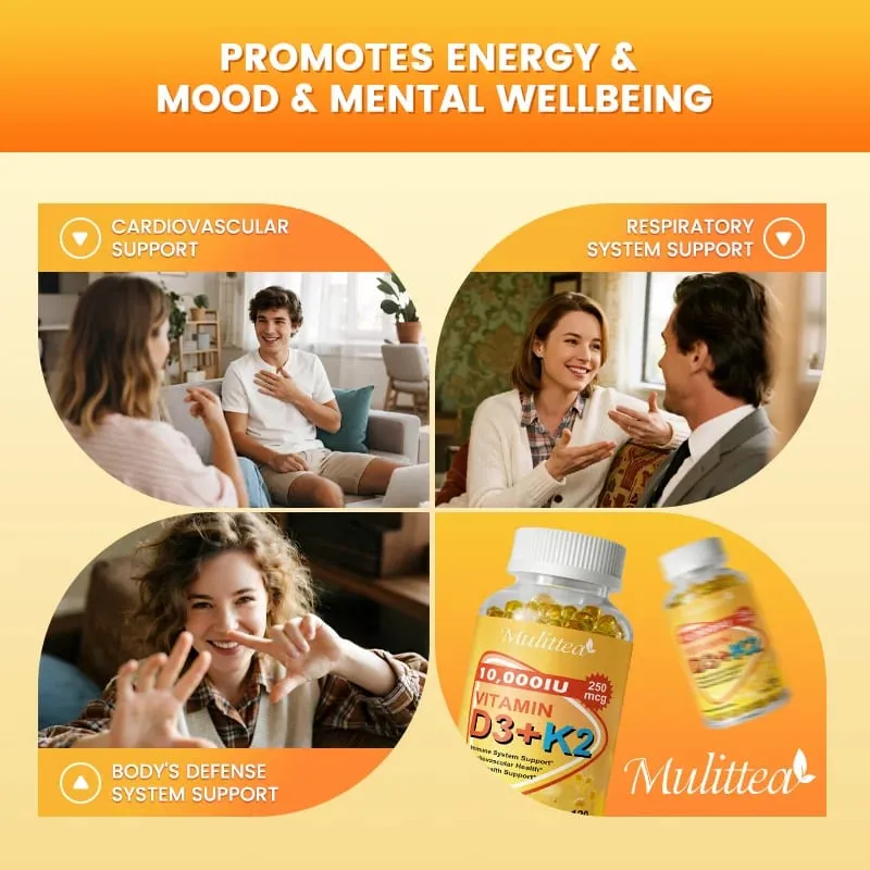 Mulittea Vitamin D3 with 250mcg Vitamin K2 Capsules For Joint Health Boosting Calcium Absorption Hearth Health & Immune Support — image 5
