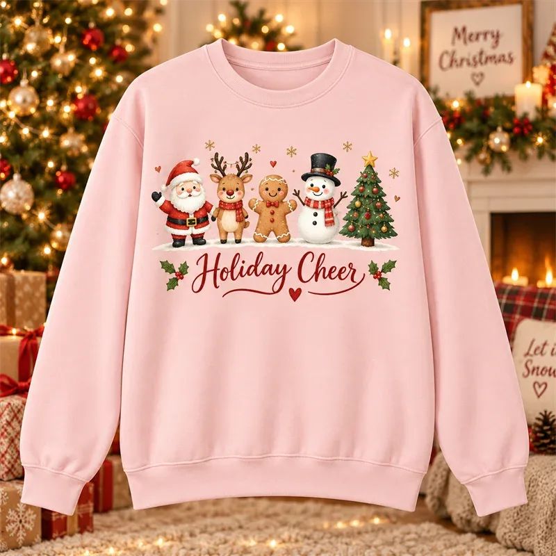 Juletrøje med rund hals Julemand Snemand Pingvin Kat Hund Elg Ferie Grafisk Pullover Vinter Casual Fest Streetwear Top