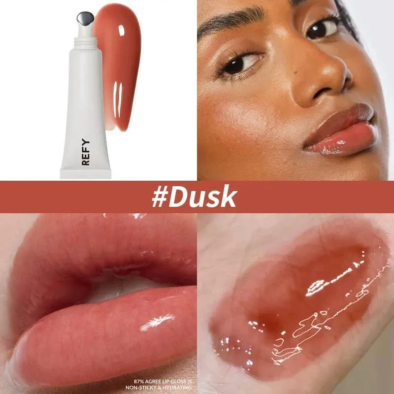Glos Bibir Pelembap Lutsinar dengan Asid Hyaluronik Nonstick Melicinkan Bibir Melembapkan Mekap Penjagaan Bibir Jelas Berkhasiat