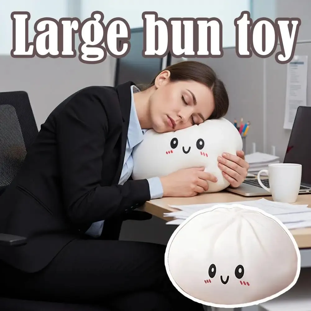 Soft Bouncy Large Dumpling Hug Pillow Stress Relief Food Plush Toy Full Fluffy Filling for Comfort Cute Steamed Bun Shape