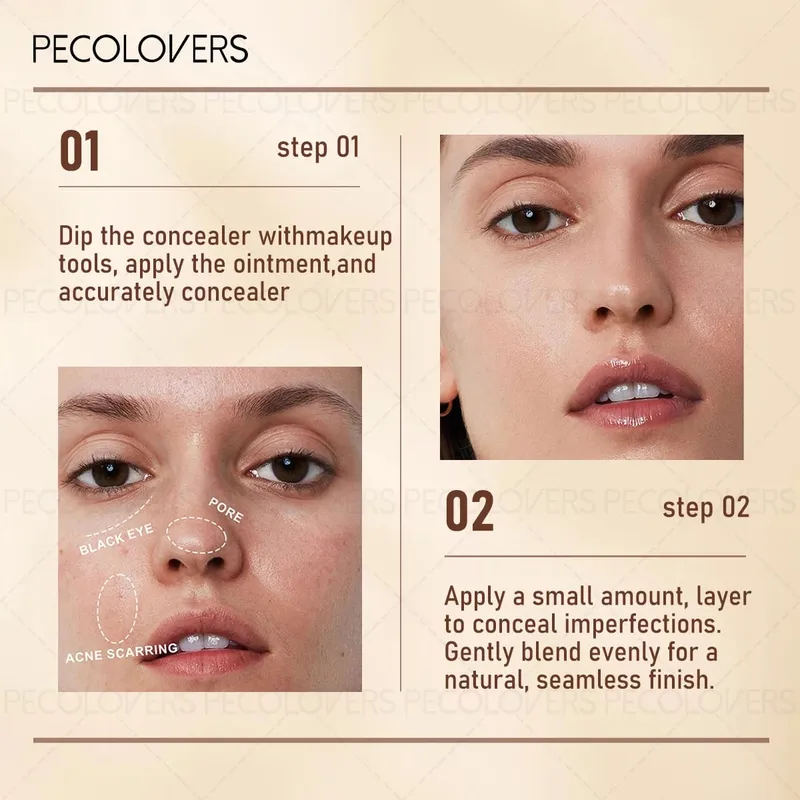 6PCS/SET All-in-One Face Base Kit Pore Minimizing Primer Stick 3‑Color Concealer Palette With Brush Oil‑Free Foundation — image 4