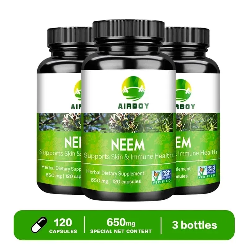 Organic Neem Supplement - Herbal Acne Supplements Supporting Clear Skin and Detox Supports Immune Health