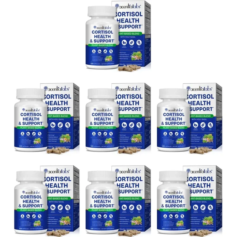 AcentiaLabs Cortisol Health & Support Capsules with Holy Basil Ashwagandha and Magnesium for Calm Stress Balance 120 Capsules — image 13