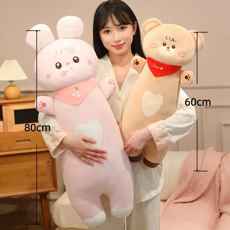 Aninimal Plush Pillow 60/80cm Rabbit Pig Bear Stuffed Cushion Kawaii Home Decor Toys Accompany Sleep Toy Birthday Surprise Gift — image 8