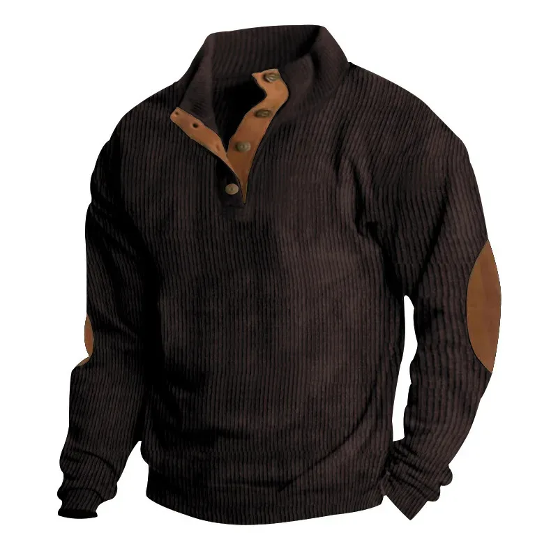 Men's Cargo Sweatshirt American Splicing Patch Pullover Men's Outdoor Jacket Corduroy Casual Long Sleeve Sweatshirt