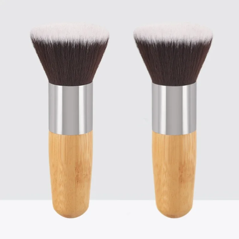 Pincel de maquiagem com alça de bambu, pó solto, blush, contorno, creme de base líquida, profissional, ferramentas de beleza facial