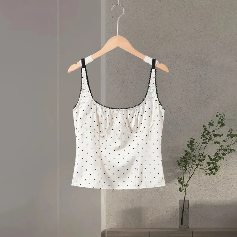 Sexy Polka Dot Sling Tops Women Backless Sleeveless Contrast Fitted Top Female 2026 Spring New Chic Fashion Streetwears Lady — image 8