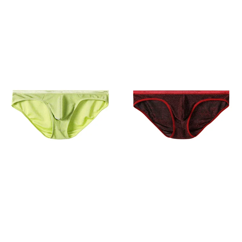 Men's Ice Silk Triangle Panties Sexy U-Shape Thin Briefs Breathable Mesh Low-Waist Underwear