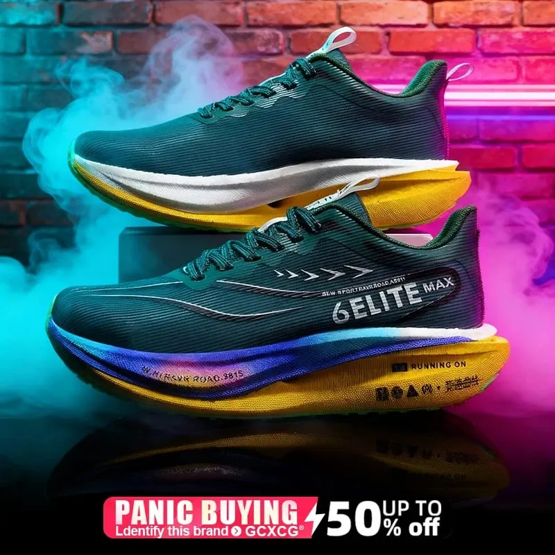 Men Running Shoes Carbon Board Speciality Marathon Sports Breathable Lightweight Women's Comfortable Athletic Nonskid Sneakers