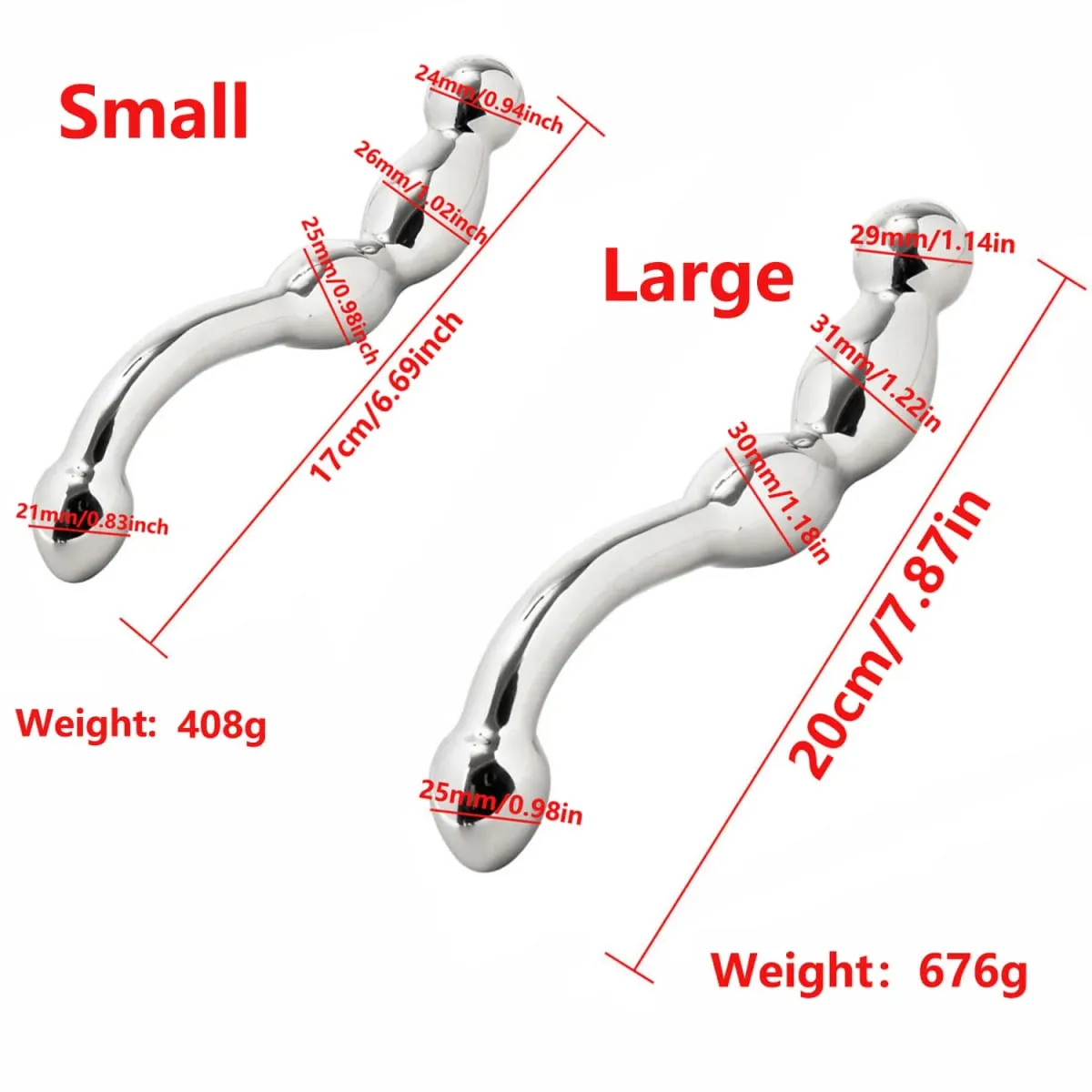 Stainless Steel Double Dildo G Spot Massager Metal Heavy Anal Beads Butt Plug Dildo Fake Penis Sex Toy For Man Woman — image 6