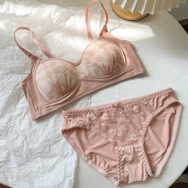 Sexy Push Up Lace Bralette Small Bust Wirefree Comfort Summer Ultra Thin Adjustable Straps Anti-Sagging Lingerie Set S-XL Bra — image 3