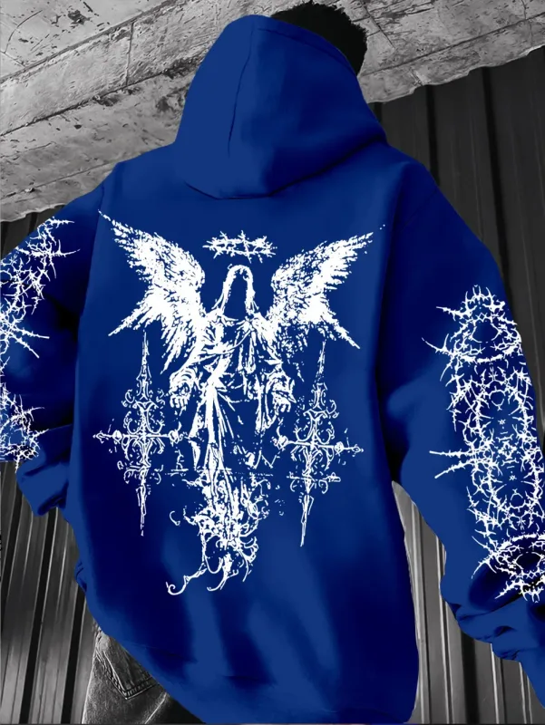 Estilo gótico anjo impressão hoodies homens mulheres ao ar livre rua casual esporte tendência hip-hop casal de manga longa outono inverno moletom