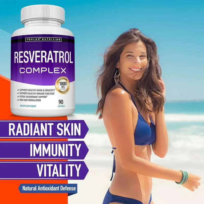 Resveratrol Complex Supplement 1800mg Antioxidant Pills for Healthy Aging Overall Health Immune System Brain Function 90 Caps — image 4