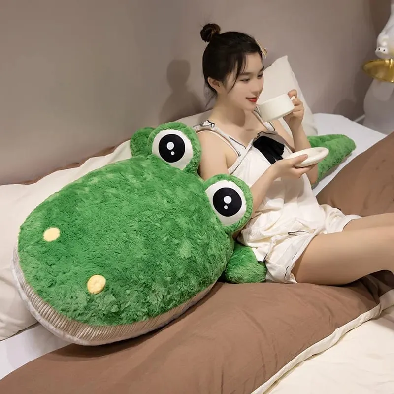 55/75cm Cute Lying Crocodile Plush Pillow Prone Posture Alligator Stuffed Cushion Sofa Bed Nap Plush Toy Home Decor Gift