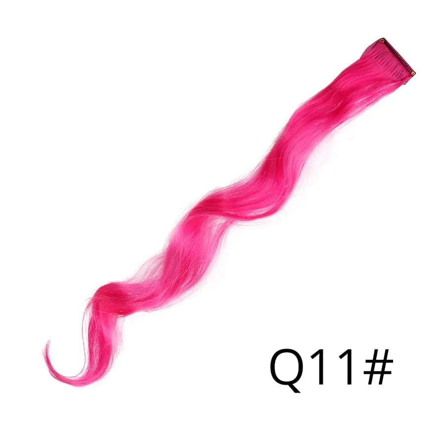 Extensiones de cabello de color liso con Clip para resaltar el cabello de arcoíris, rosa, azul, morado, sintético, con Clips para mujeres y niñas — image 71